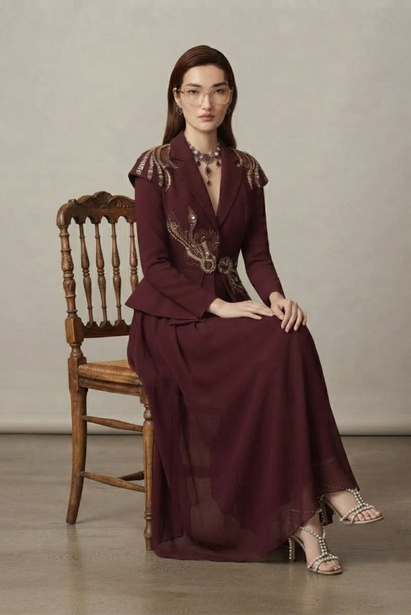 Midnight Peplum Blazzer with Skirt
