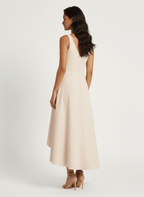 High-Low V-Neck Midi Dress