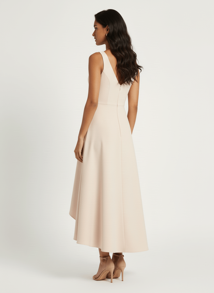 High-Low V-Neck Midi Dress