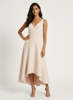 High-Low V-Neck Midi Dress