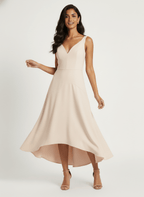 High-Low V-Neck Midi Dress