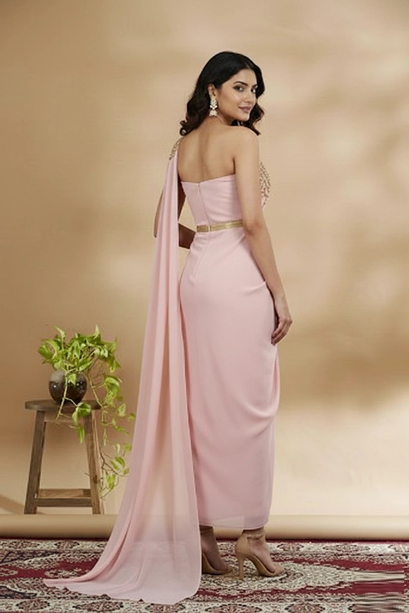 Contemporary Indo-Western Drape One Piece