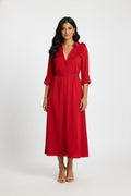 The Crimson Bloom Shirt Dress
