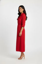 The Crimson Bloom Shirt Dress