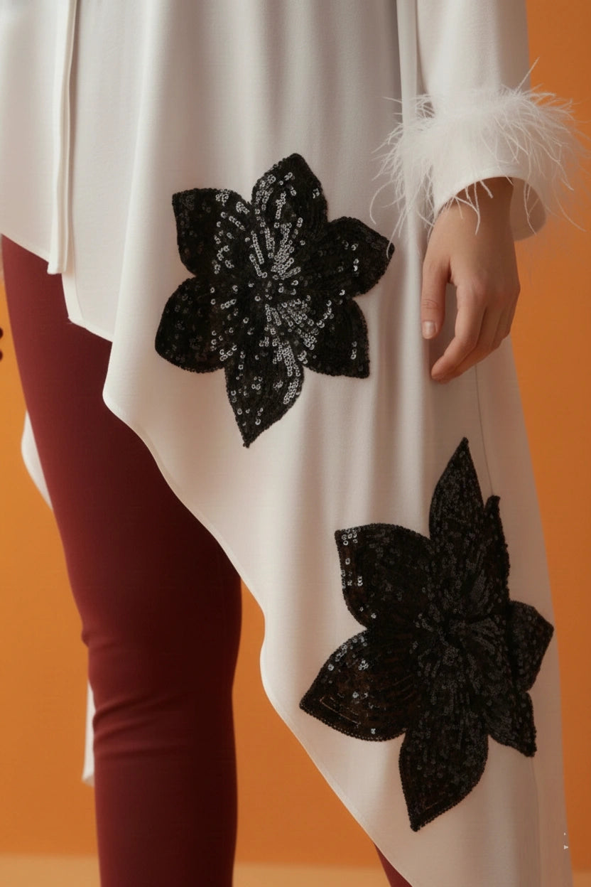 The Asymmetric sequined Bloom Shirt
