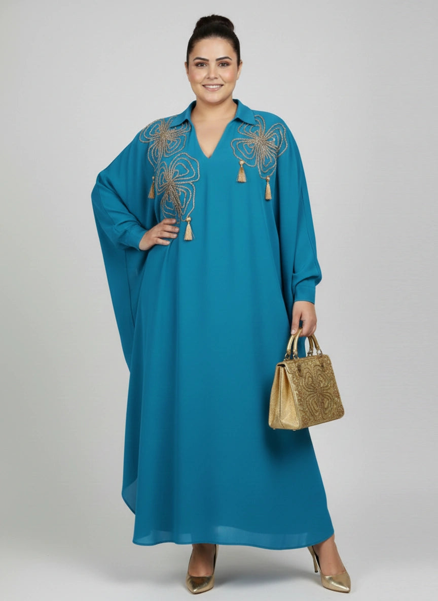 Flowy Fusion Blue Kaftan