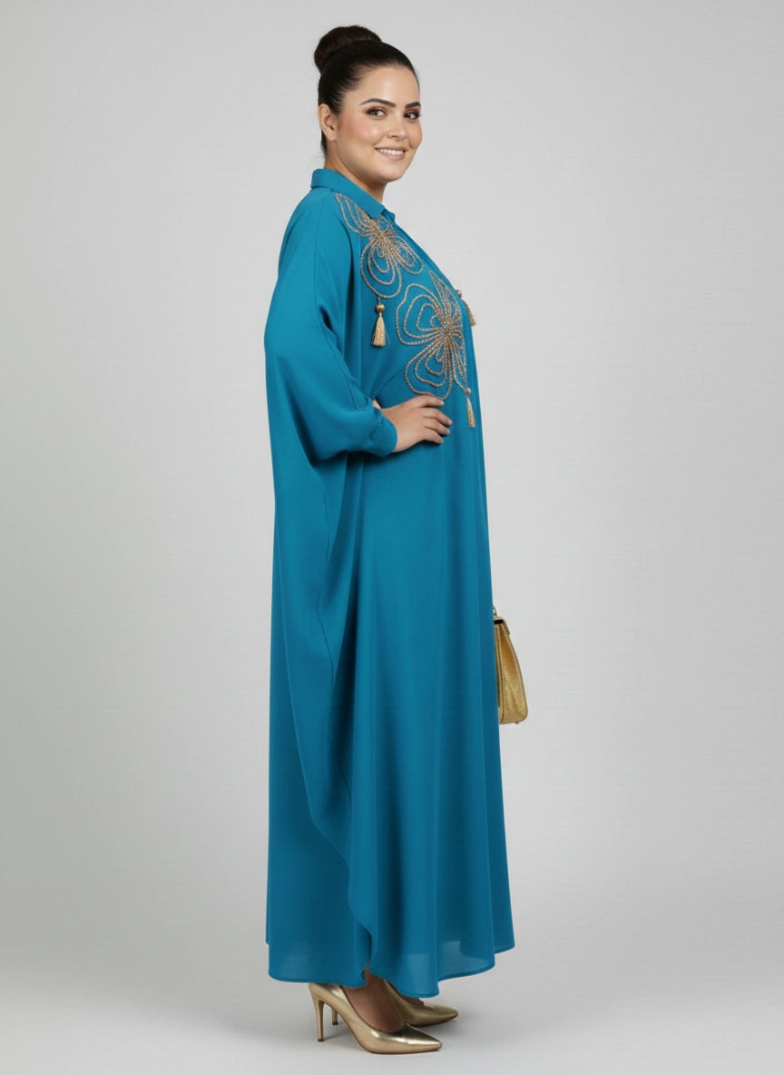 Flowy Fusion Blue Kaftan