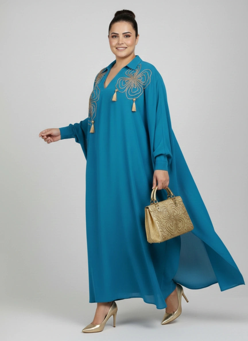 Flowy Fusion Blue Kaftan