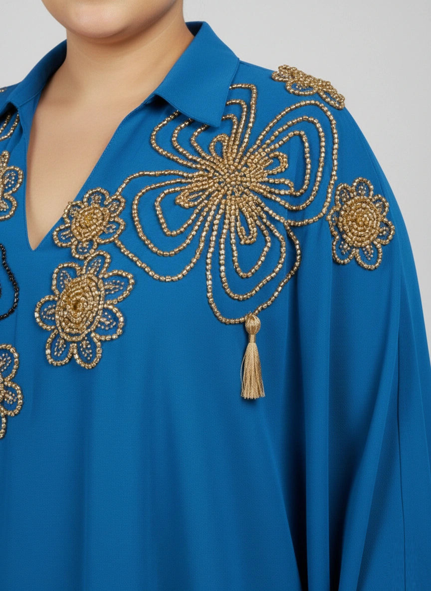 Flowy Fusion Blue Kaftan