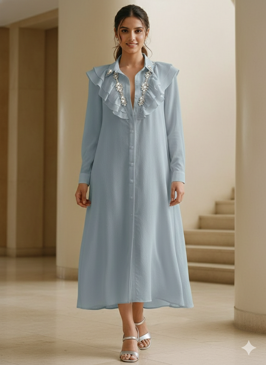 Dewdrop Ruffle Gown