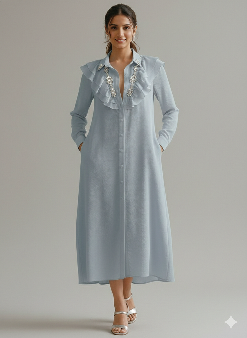 Dewdrop Ruffle Gown