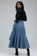 Denim flared skirt