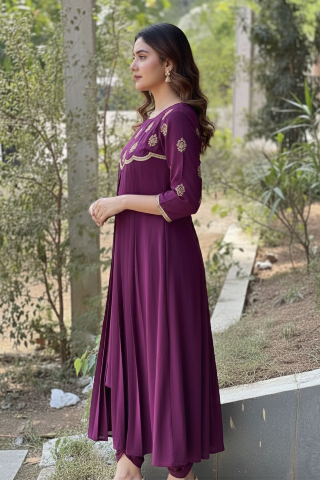 Regal Plum Dhoti-Suit