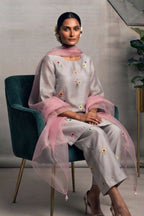 Chanderi kurta set with lining Dupatta- Organza