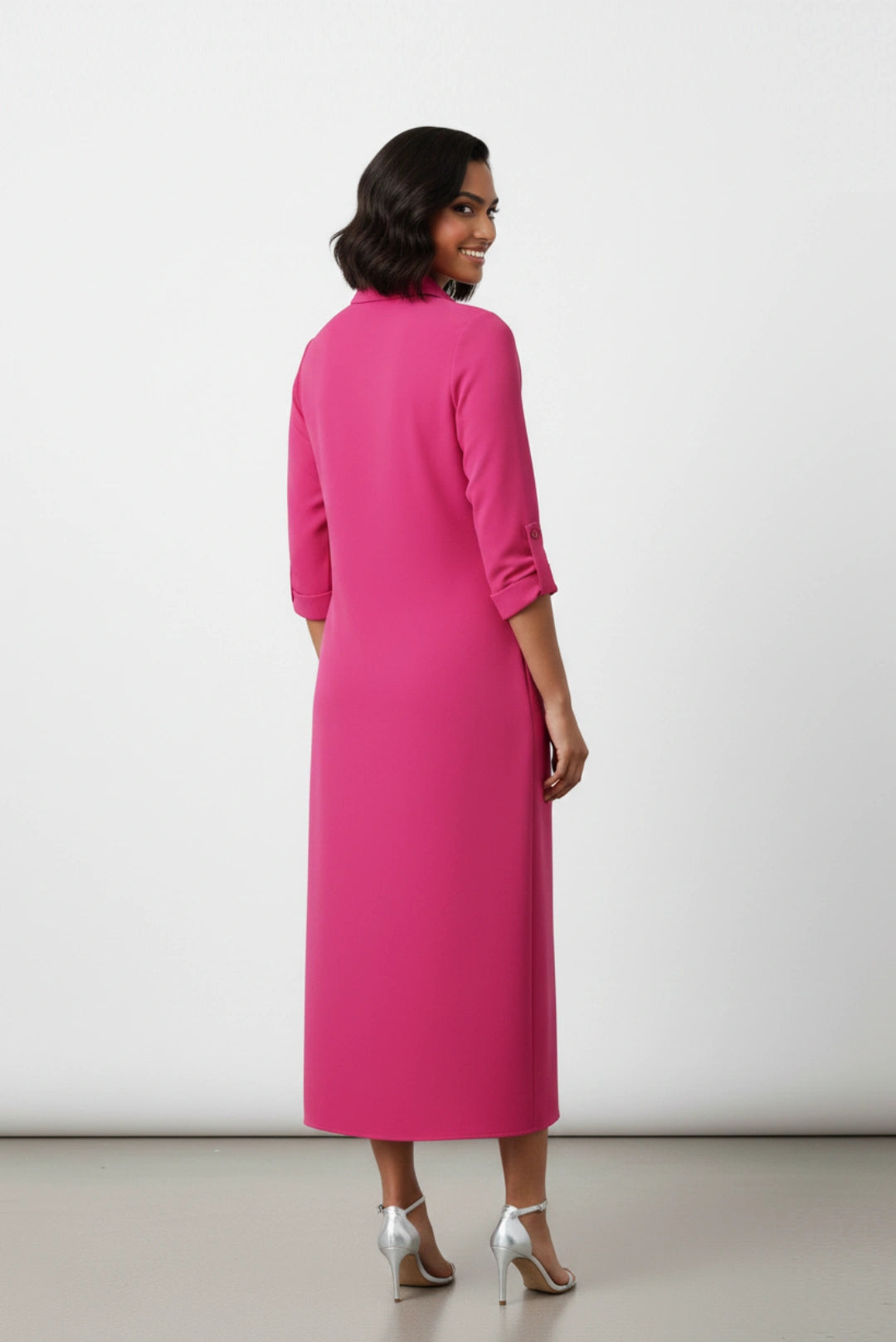 The Flora Noir Midi Shirt Dress