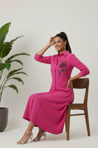The Flora Noir Midi Shirt Dress
