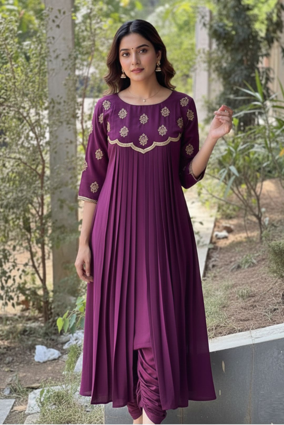 Regal Plum Dhoti-Suit