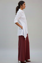 Pearl white shirt and Burgundy Garden Coord set