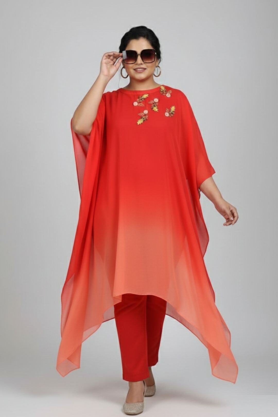 Omber shaded Tangerinw Kaftan set