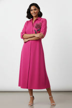 The Flora Noir Midi Shirt Dress