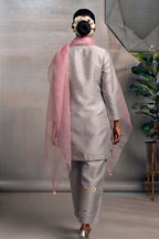 Chanderi kurta set with lining Dupatta- Organza