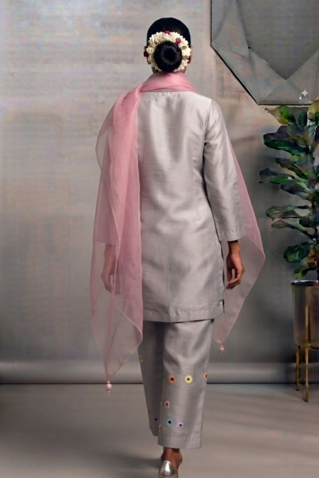 Chanderi kurta set with lining Dupatta- Organza