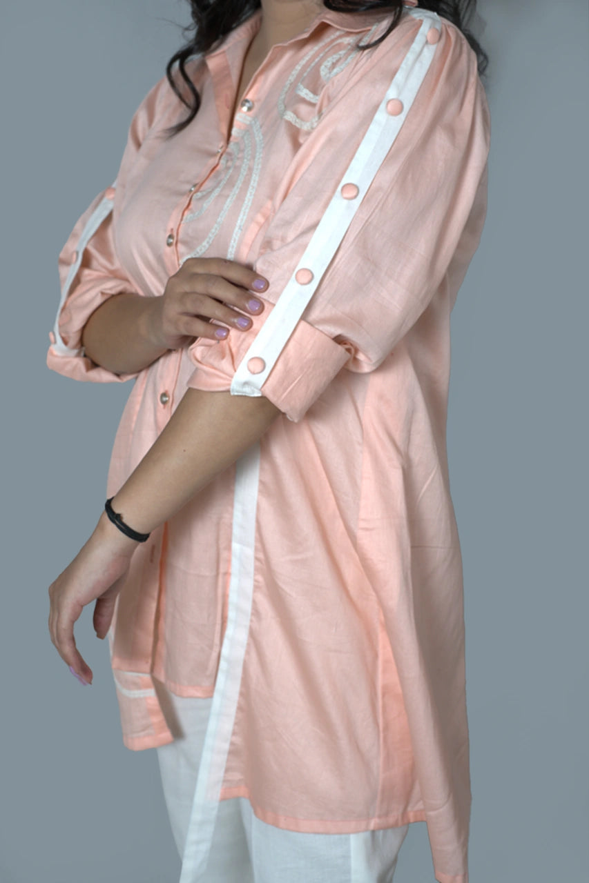 Peach Spiral Elegance shirt