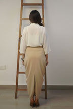 Fusion white Beige skirt set