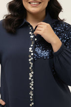 The Sequined buttoned Shirt Dress