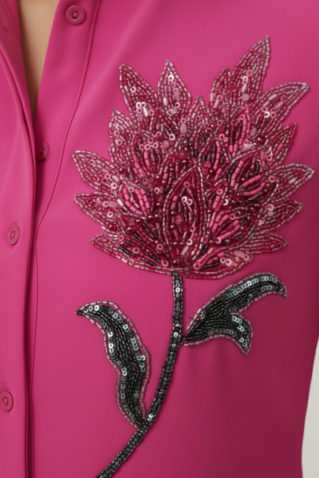 The Flora Noir Midi Shirt Dress