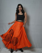 Orange Elegance Skirt – with Black Lace Detailing