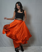 Orange Elegance Skirt – with Black Lace Detailing