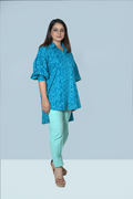 Ocean Blue Cotton Salwar Pants Co-ord Set