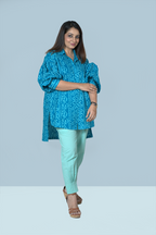 Ocean Blue Cotton Salwar Pants Co-ord Set