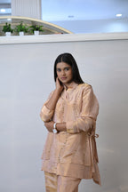 Three Piece Embroidery Tissue Co-ord Set