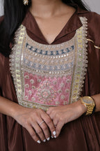 Flared Cape Style  Brown Co-ord Set
