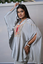 Flared Cape Style  Grey Co-ord Set