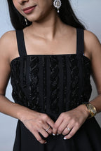 Noir luxe Embellished Peplum Co-ord Set