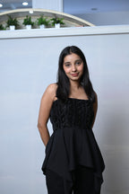 Noir luxe Embellished Peplum Co-ord Set