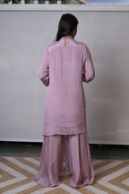 Mauve Embroidery Pleated Co-ord Set