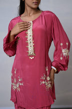 Rose Radiance Embroidered Tulip Pants Co-ord Set
