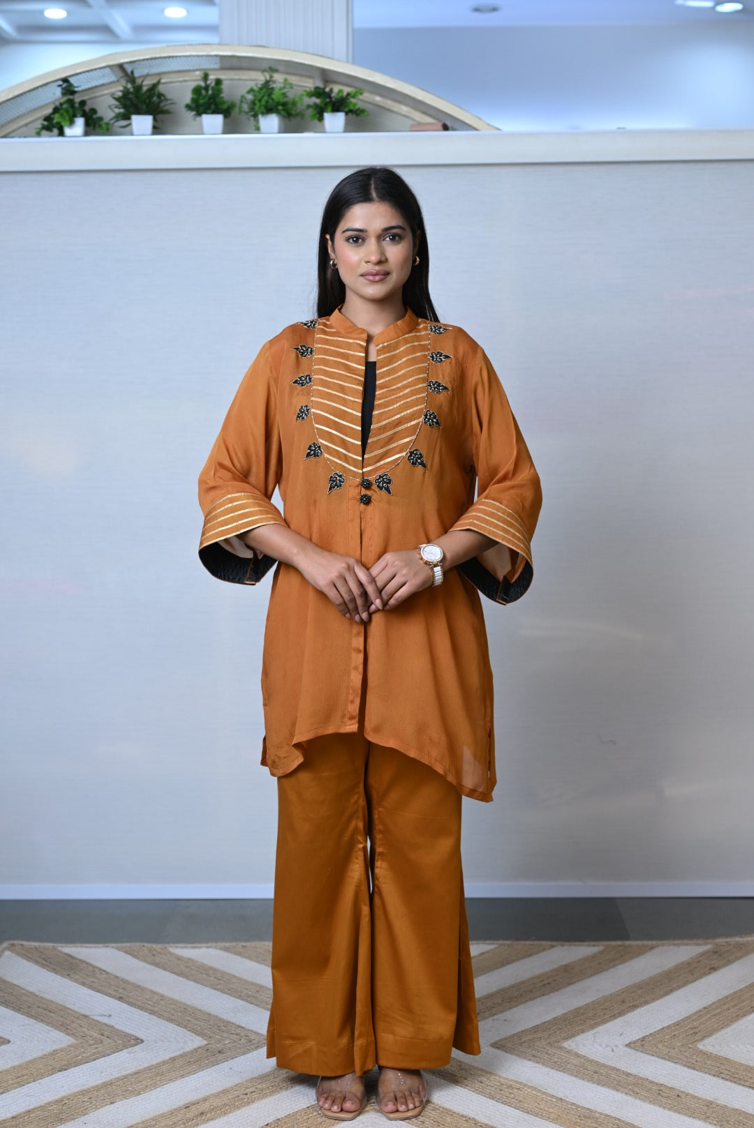 Amber Elegance Embroiidered Flared Co-ord Set