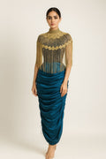 Gathers Skirt with Embroidery Cape