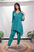 Turquoise Blue Asymmetrical Co-Ord Set