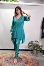 Turquoise Blue Asymmetrical Co-Ord Set