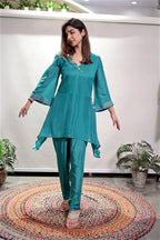 Turquoise Blue Asymmetrical Co-Ord Set