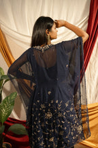 Embroidery kaftan set Blue