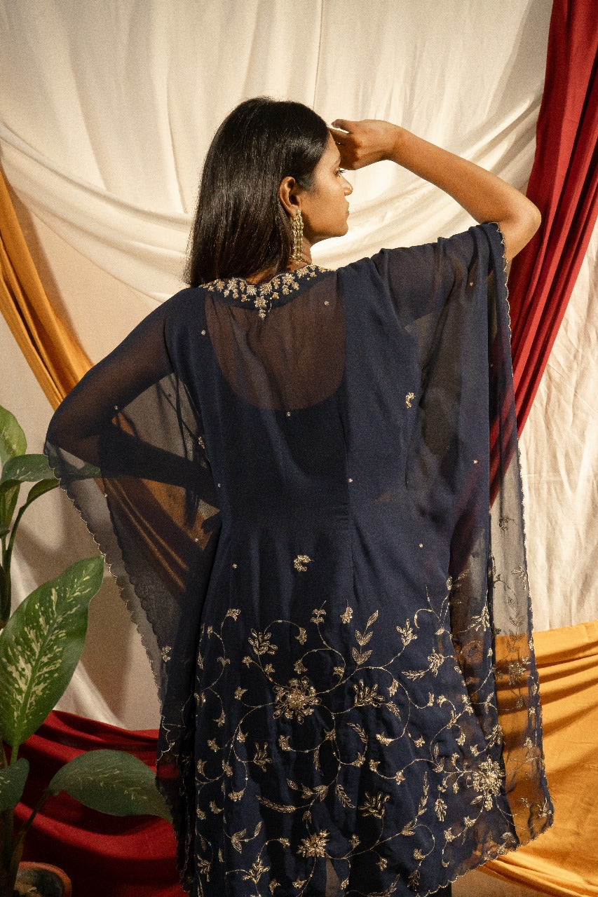 Embroidery kaftan set Blue
