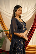 Embroidery kaftan set Blue