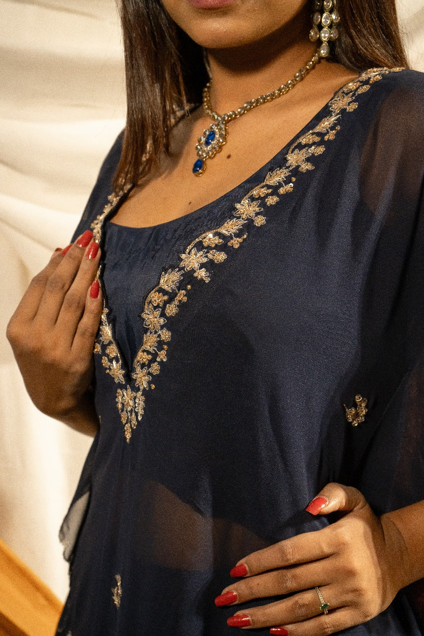 Embroidery kaftan set Blue